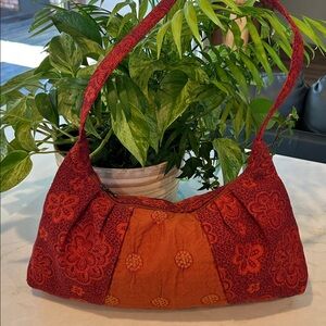 MARUCA Floral Rust Color Shoulder Bag /Purse Purse Zipper Closure
